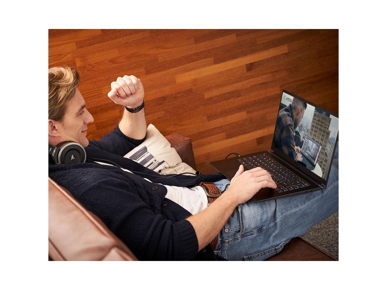 MSI PS63 Modern 15.6" Notebook - 1920 x 1080 - Core i5 i5-8265U - 8 GB RAM - 512 GB SSD - Gray with Blue Diamond Cut - Windows 10 Home - Intel - In-plane Switching (IPS) Technology - Bluetoot