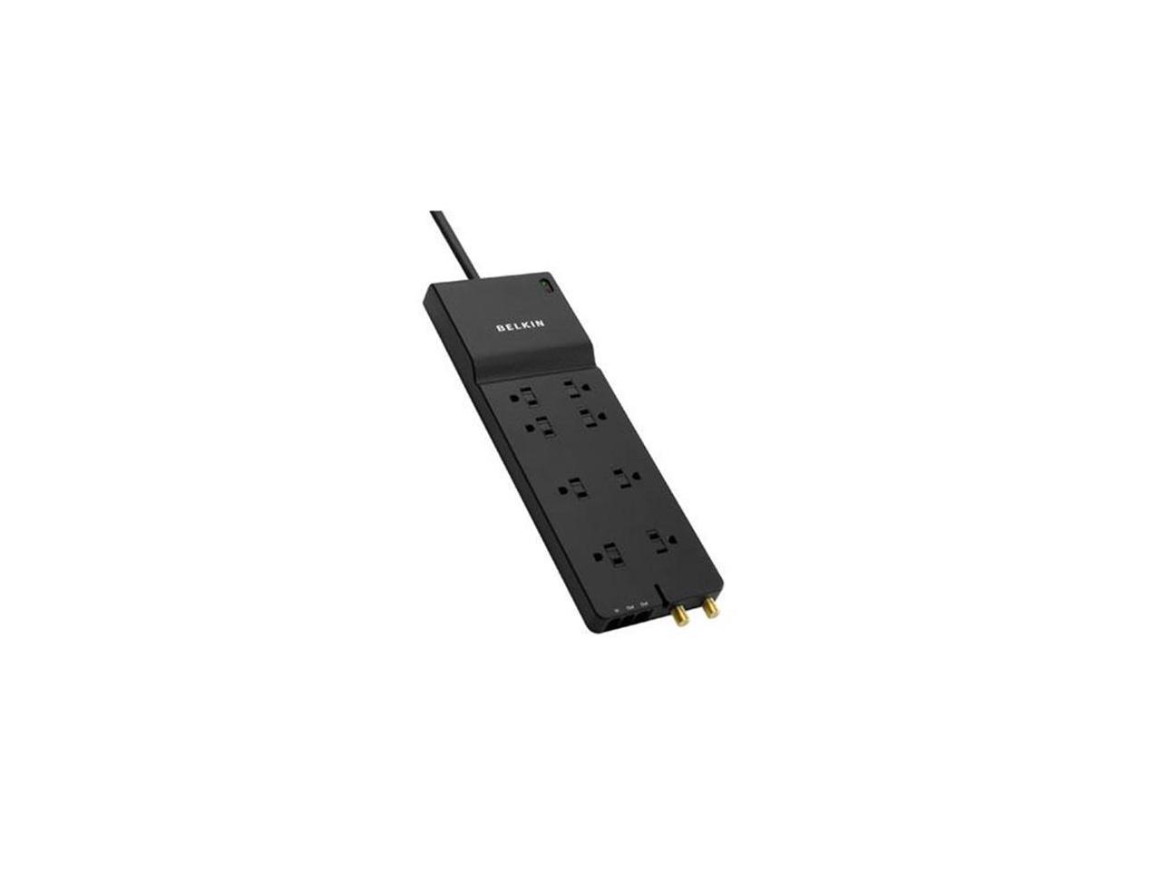 BELKIN BE108230-12 12 Feet 8 Outlets 3390 Joules Surge Protector w/ Telephone Line/Coaxial Protection/Extended Cord