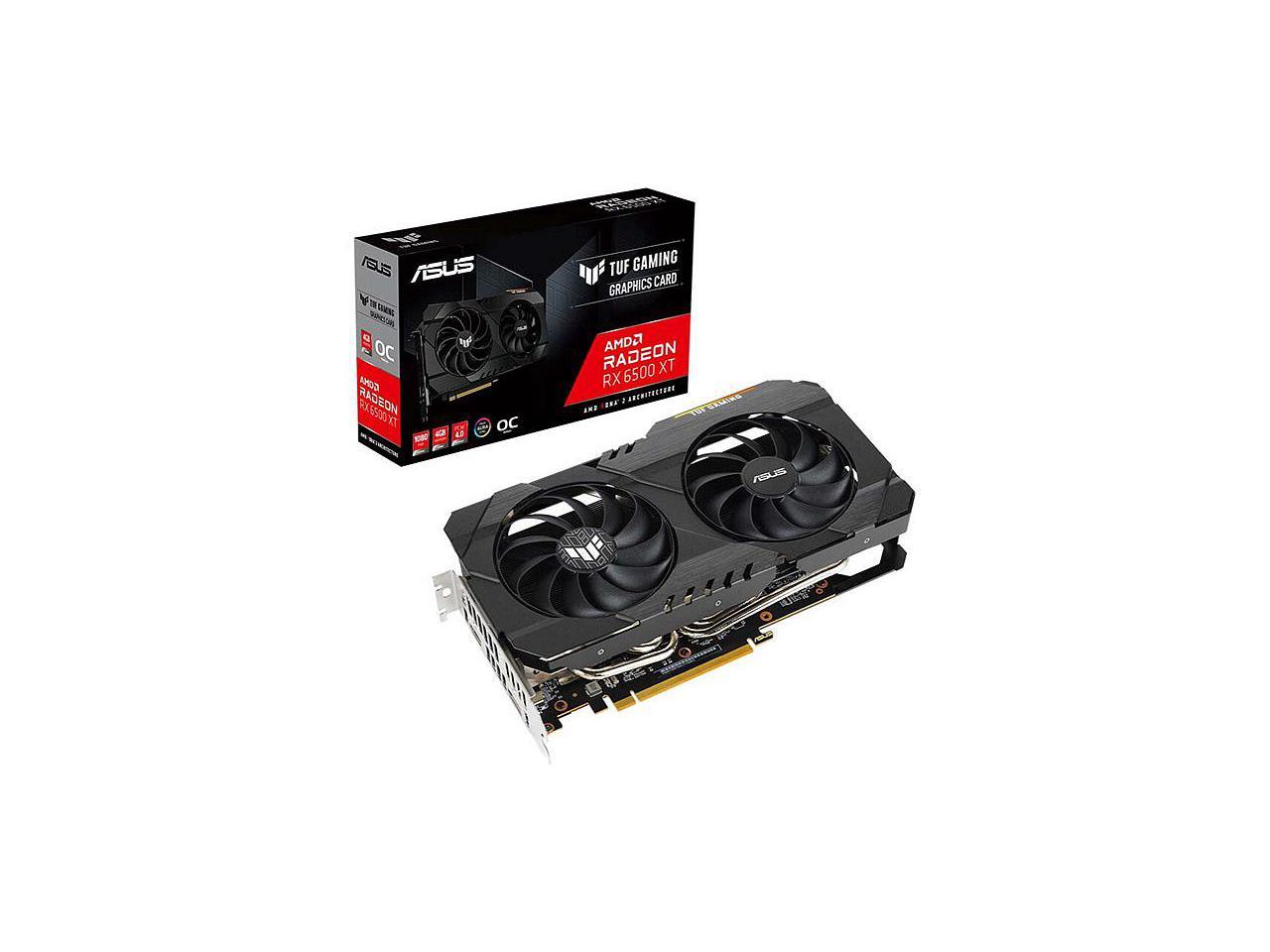 ASUS TUF-RX6500XT-O4G-GAMING Graphics Card, 4GB 64-bit GDDR6, Support PCI Express 4.0,1 x HDMI 2.1 Interface, 1 x DisplayPort 1.4a Interface