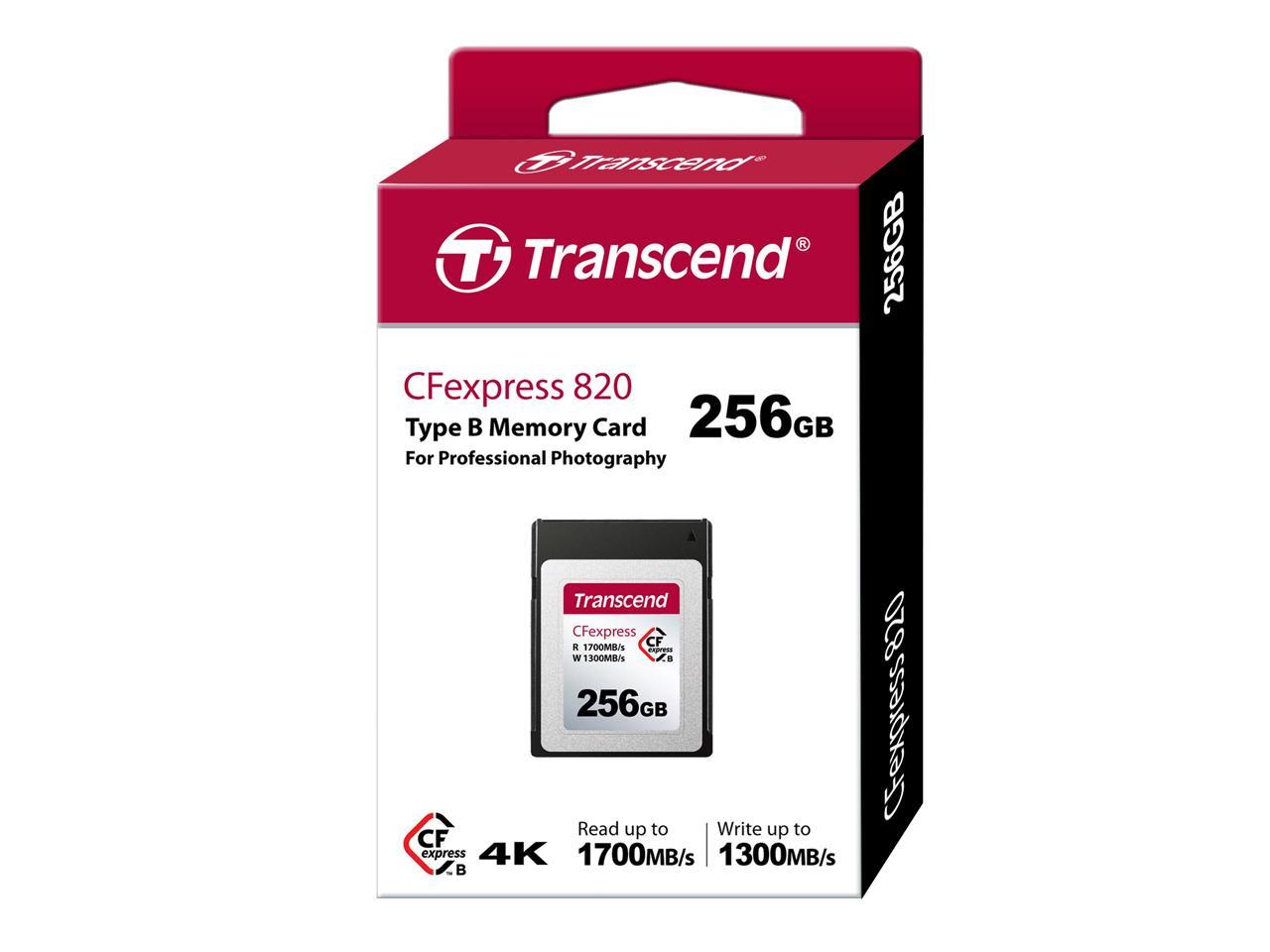 256GB Transcend CFexpress 820 Type B Memory Card 1700MB/s Read 1300MB/sec Write