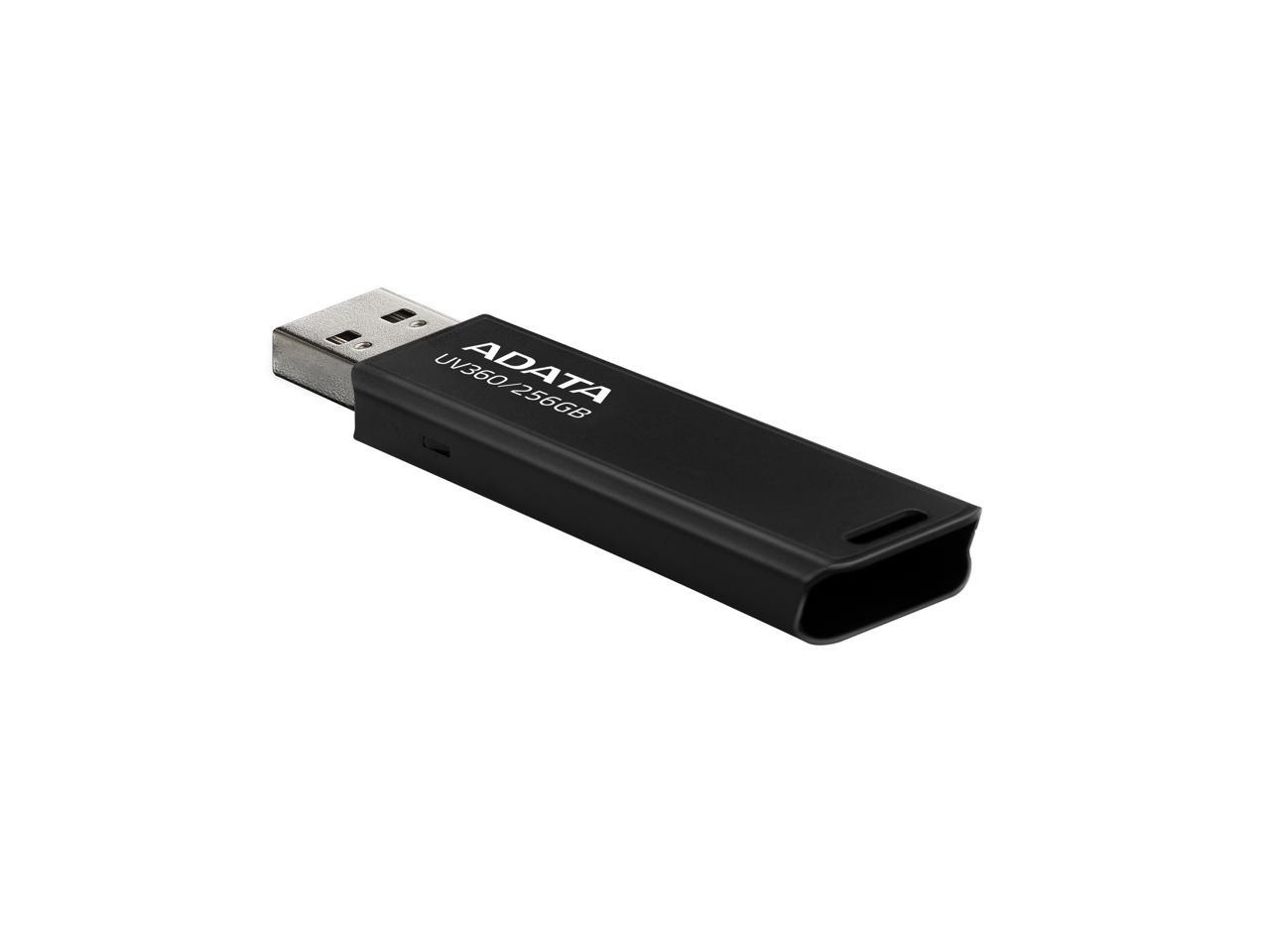 256GB AData UV360 USB3.2 Flash Drive Black w/ Sliding USB Connector