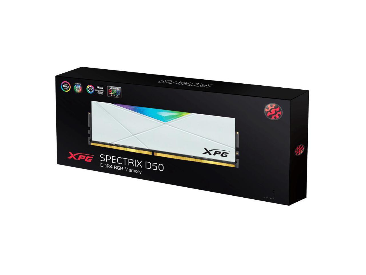 16GB AData XPG Spectrix D50 RGB DDR4 4133MHz PC4-33000 CL19 Single Desktop Memory Module White