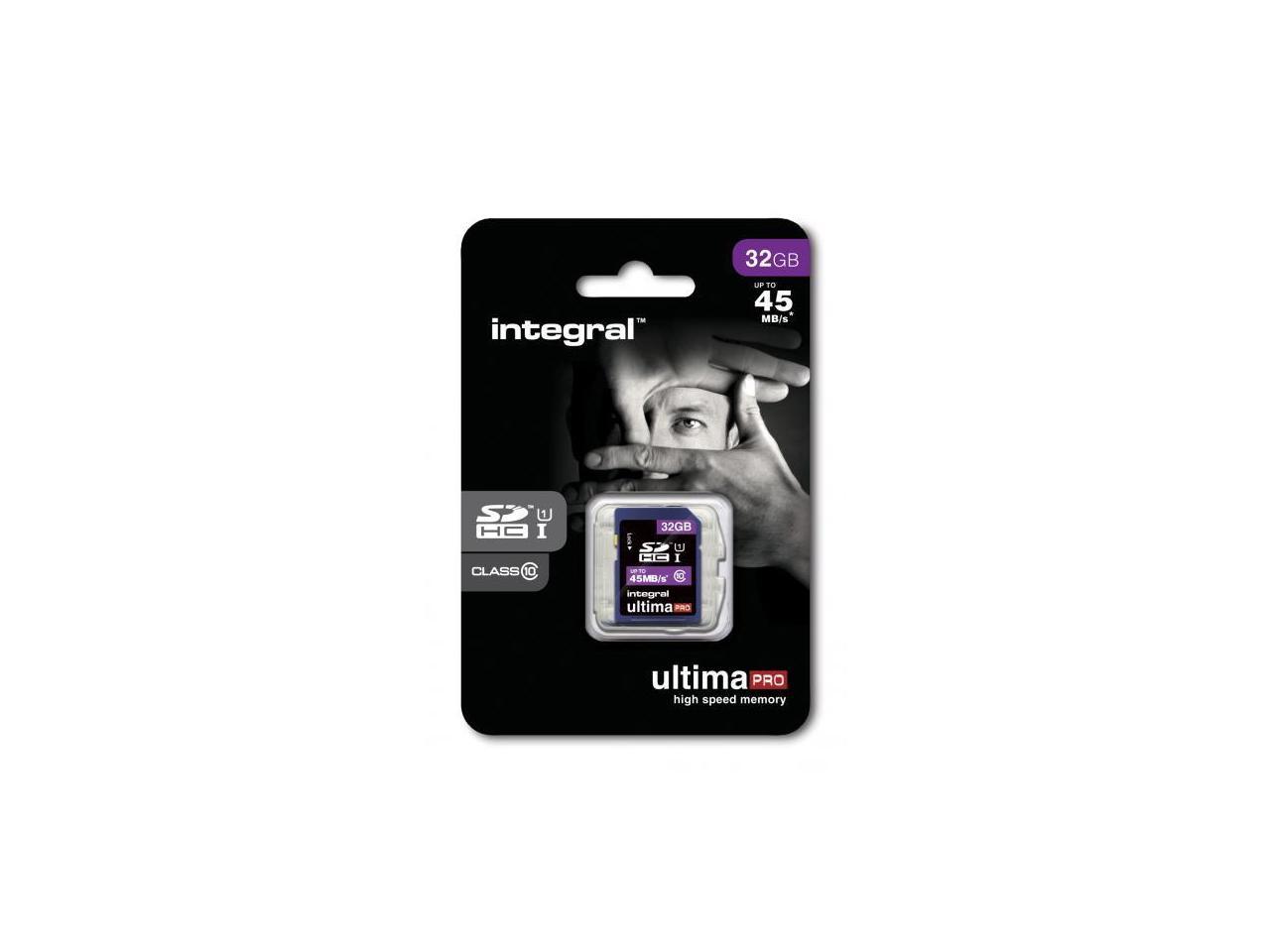 Integral 32GB Ultima Pro SDHC UHS-1 Memory Card Class 10 High Speed 45MB\Sec Model INSDH32G10-45
