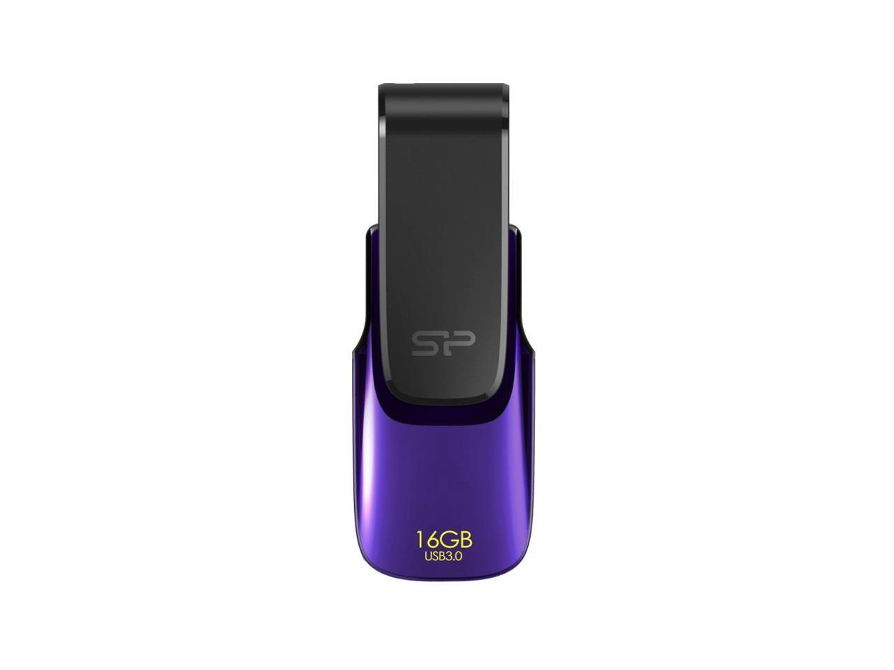 Silicon Power 16GB Blaze B31 USB3.0 Swivel Cap Flash Drive Black/Purple Edition Model SP016GBUF3B31V1U