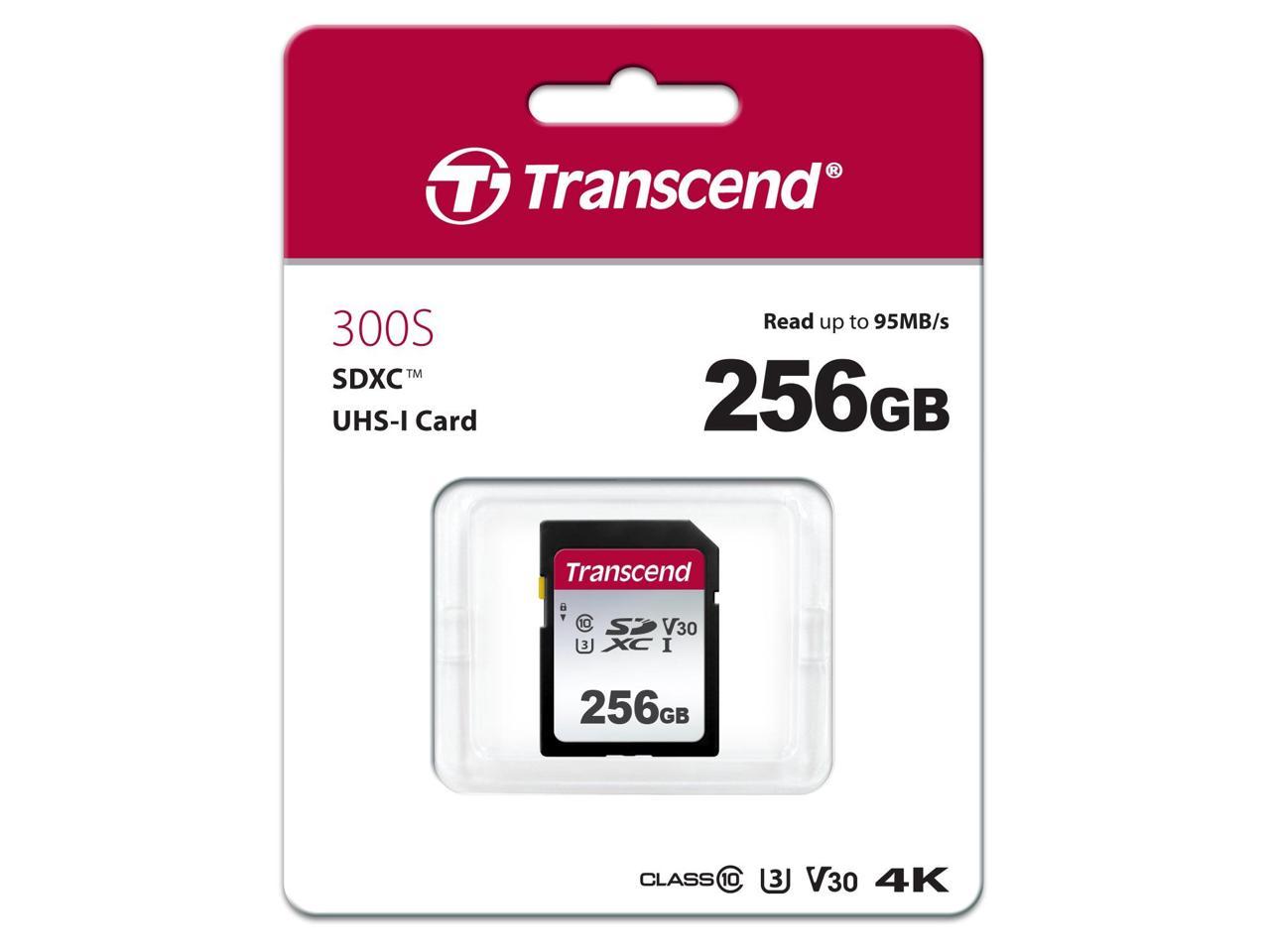 256GB Transcend 300S SDXC UHS-I U3 V30 SD Memory Card CL10 95MB/sec