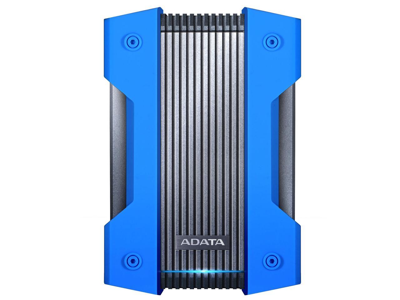 2TB AData HD830 Extreme Durable USB3.1 Portable Hard Drive - Aluminum/Silicone - Black/Blue