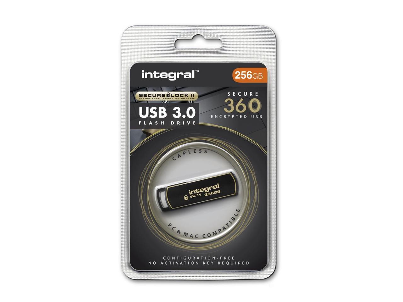 256GB Integral Secure 360 Encrypted USB3.0 Flash Drive (256-bit AES Encryption)