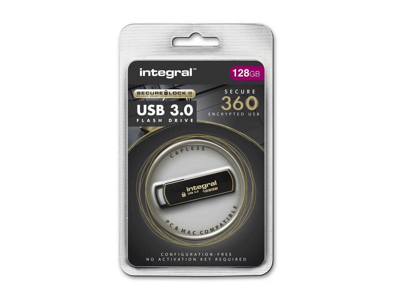 128GB Integral Secure 360 Encrypted USB3.0 Flash Drive (256-bit AES Encryption)