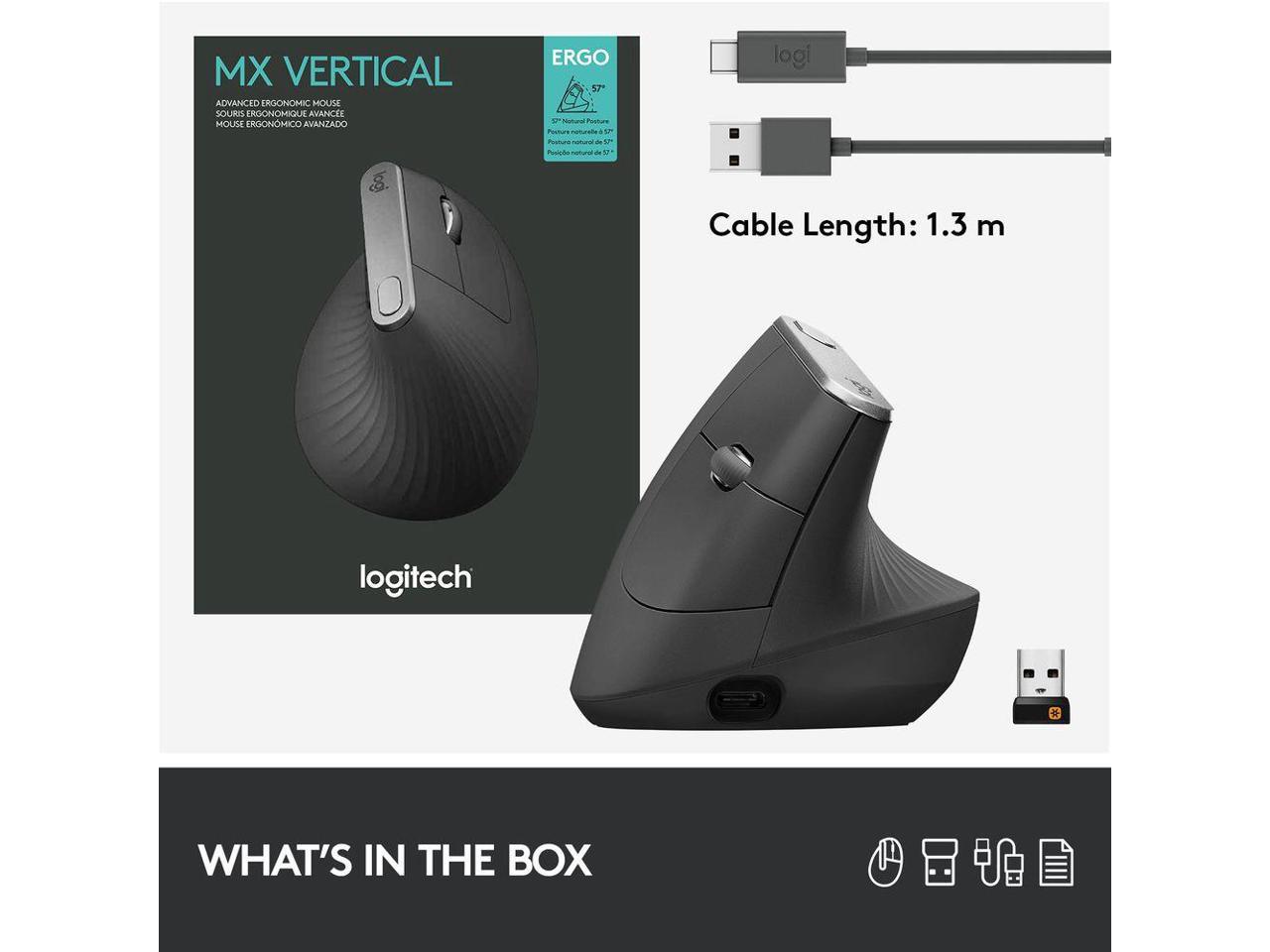 Logitech MX Vertical Advanced Ergonomic Wireless Bluetooth Mouse - Black