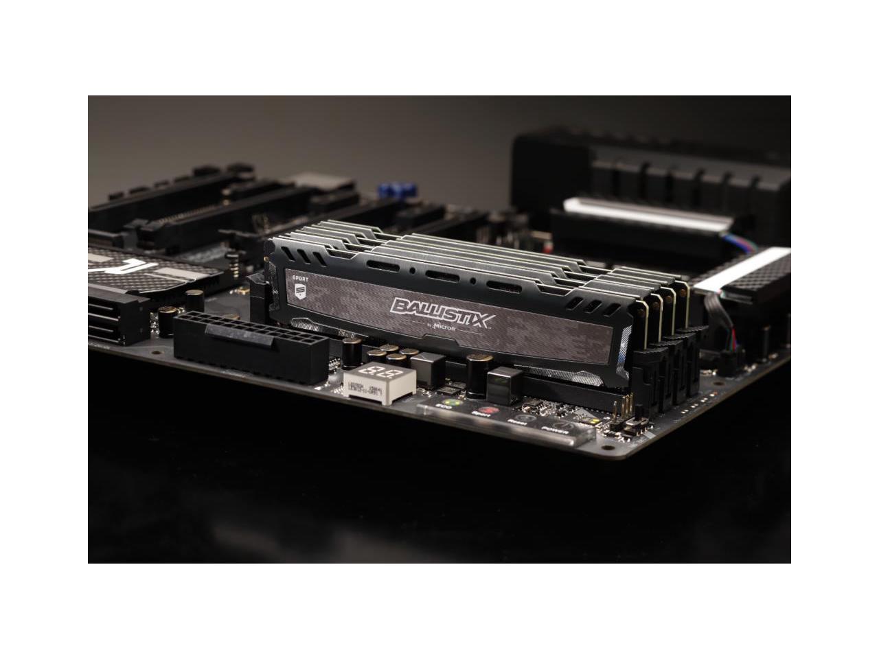 Crucial BLS8G4D32AESBK 8GB Ballistix Sport LT DDR4 - 3200 MT UDIMM Unbuffered 288-Pin Memory - Gray