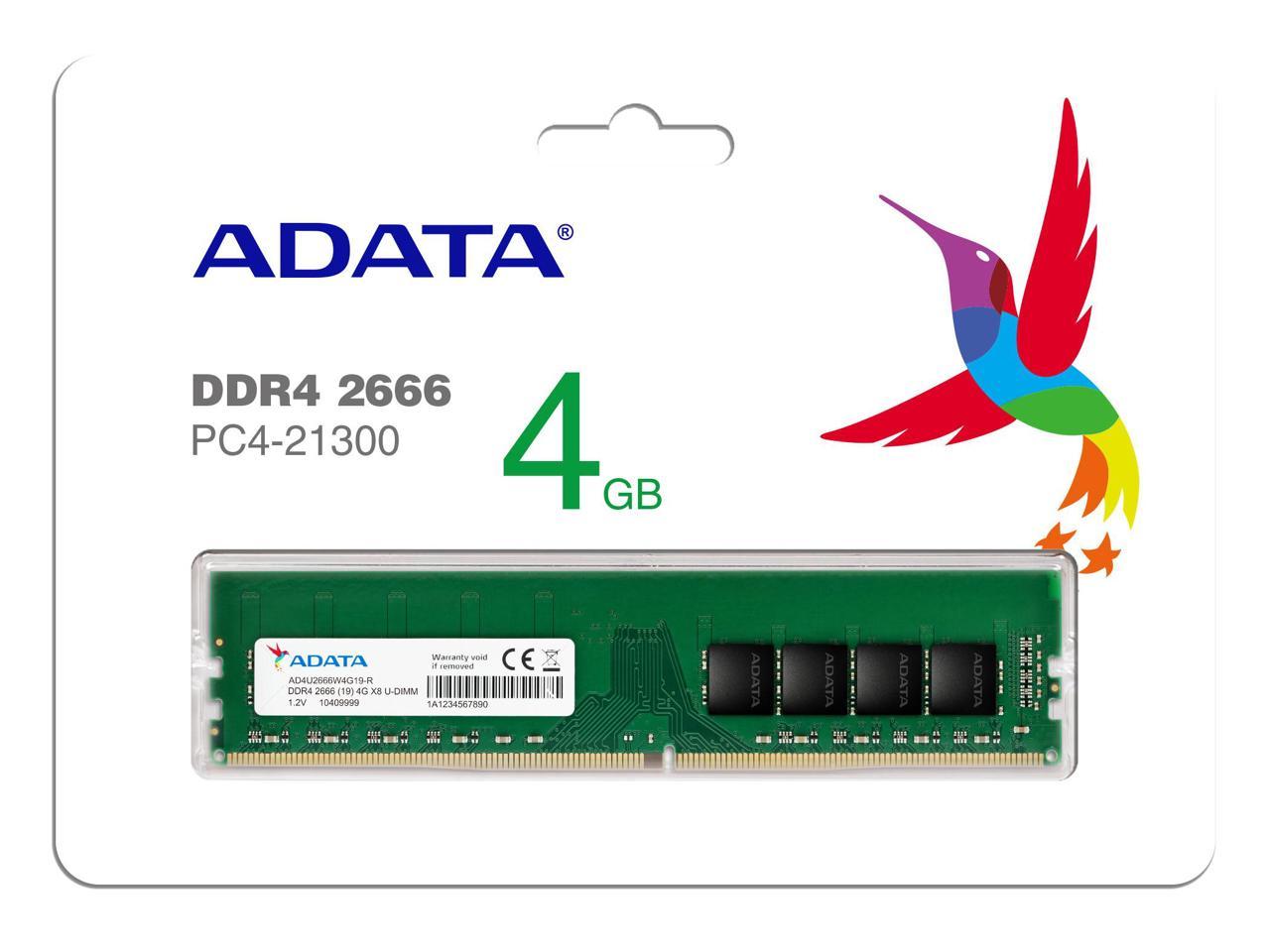 4GB AData DDR4 2666MHz PC4-21300 CL19 Desktop Memory 288 Pins