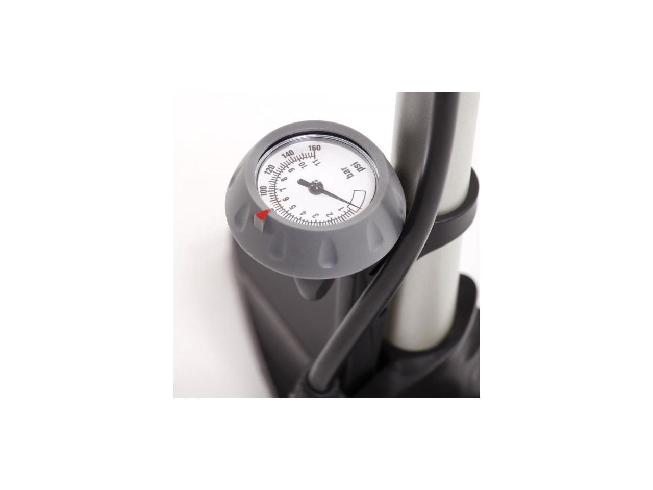 EyezOff EZ55 High Pressure Bike Floor Pump w/ Gauge and Ergonomic 2-tone Handle (Steel Barrel)