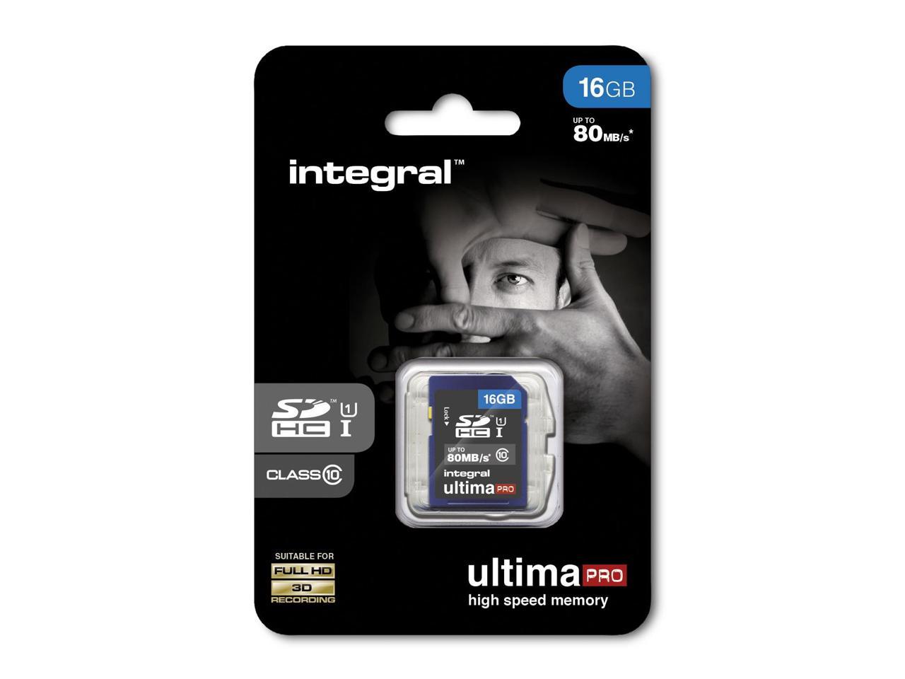 16GB Integral Ultima Pro SDHC 80MB/sec CL10 UHS-1 Memory Card