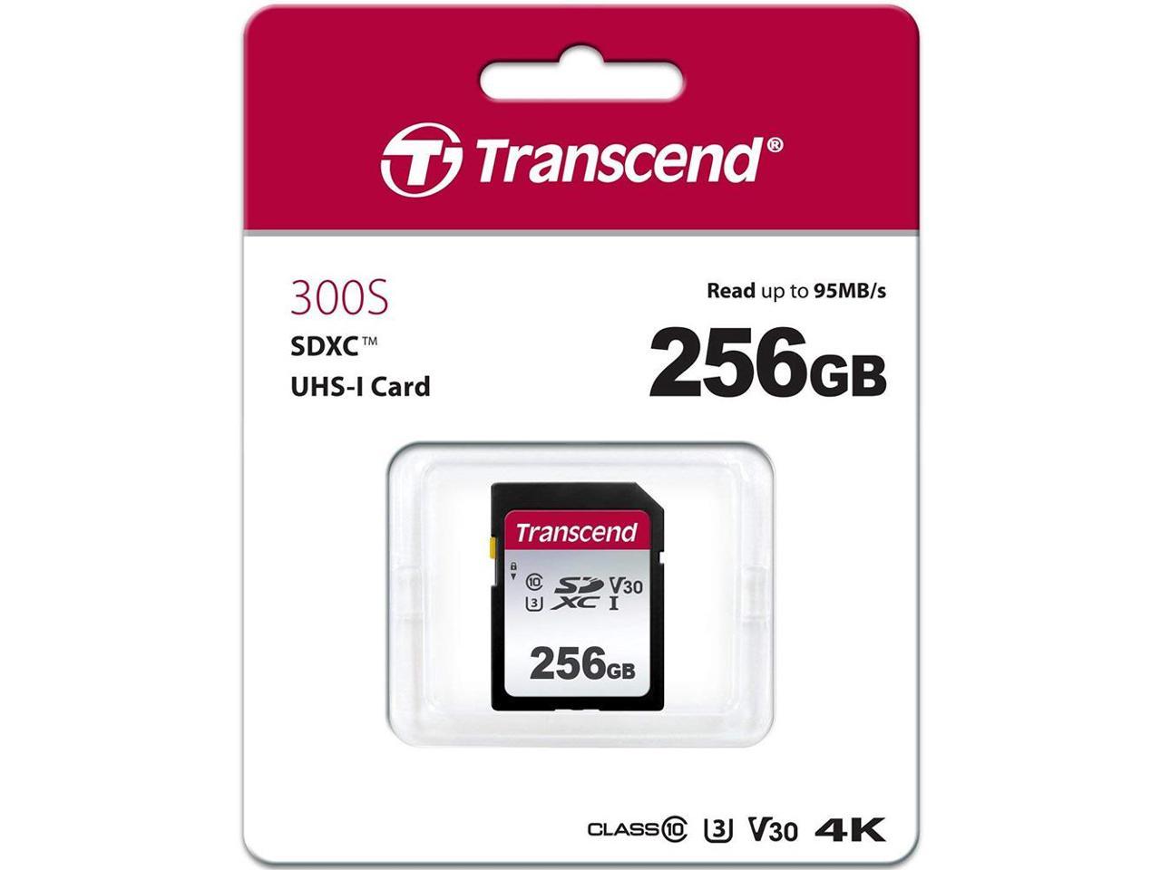 256GB Transcend 300S SDXC UHS-I U3 V30 SD Memory Card CL10 95MB/sec