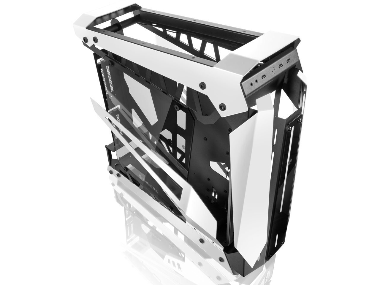 RAIJINTEK NYX PRO - White, a Open Frame Alu. Case (EE-B M/B), 4mm Tempered Glass, Flip Open Top Panel & Front Panel, max. 496mm VGA Card, max. 2.5"SSD×4, max. 12025 Fanx6, PCI Express Gen3 Riser Card