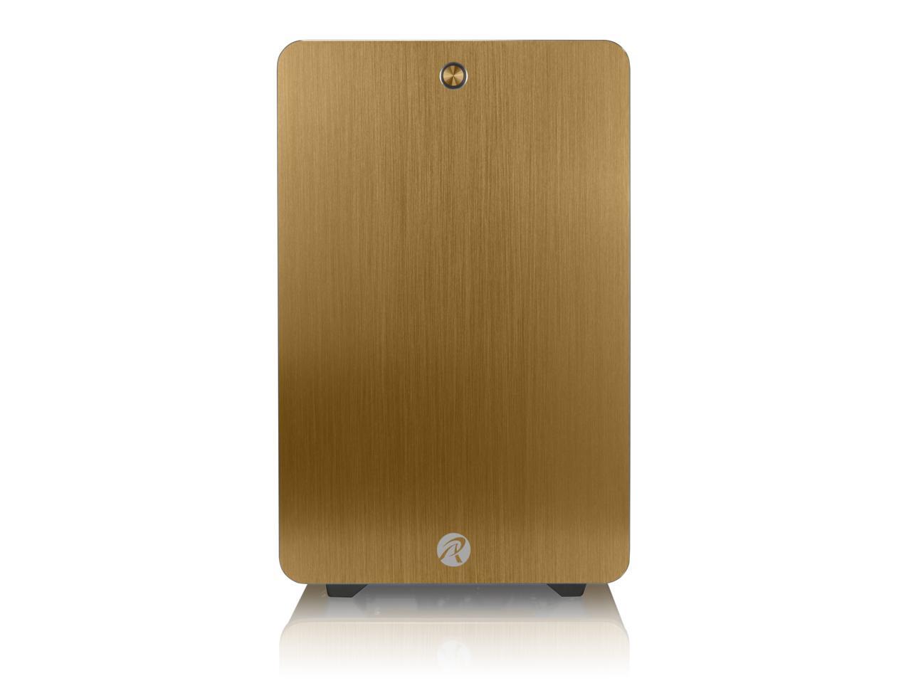 RAIJINTEK STYX Classic, an Alu Micro-ATX case, Compatible with regular ATX Power Supply, Max. 280mm VGA Card, 180mm CPU Cooler, 240mm Radiator Cooling On Top, a Drive Bay For Slim DVD On Side - Gold