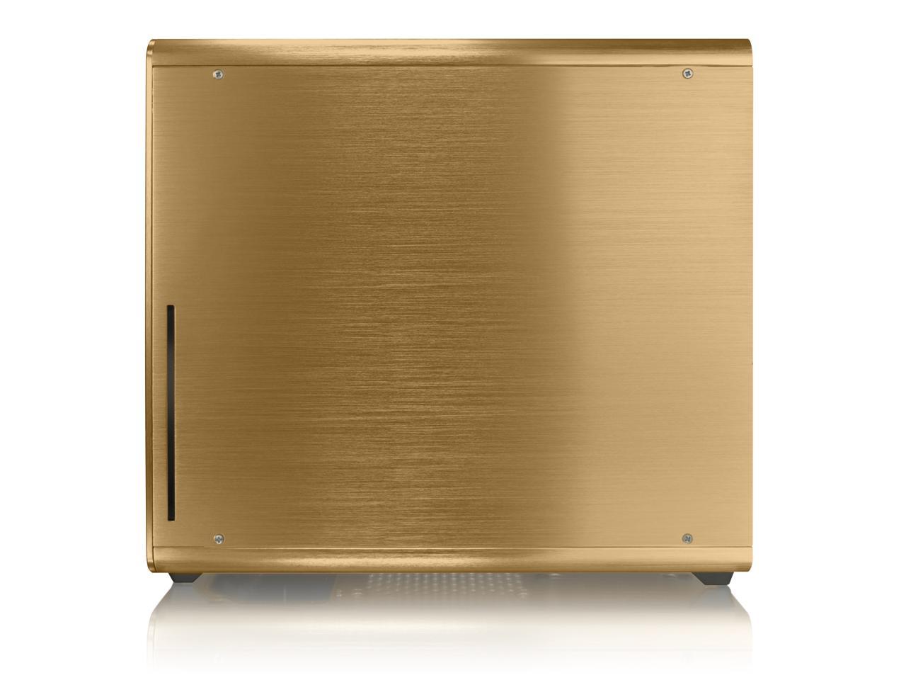 RAIJINTEK STYX Classic, an Alu Micro-ATX case, Compatible with regular ATX Power Supply, Max. 280mm VGA Card, 180mm CPU Cooler, 240mm Radiator Cooling On Top, a Drive Bay For Slim DVD On Side - Gold