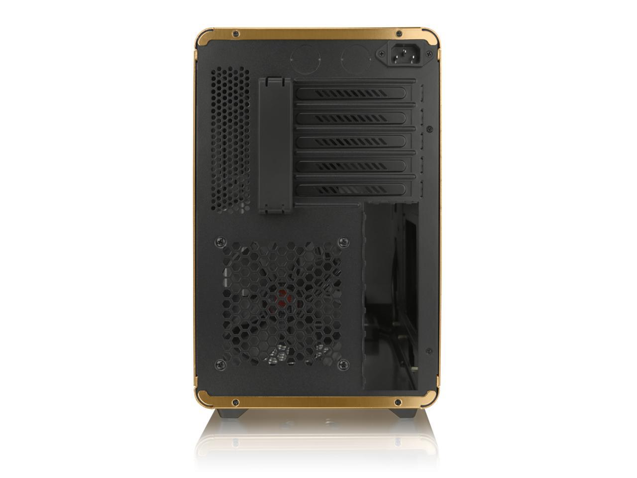 RAIJINTEK STYX Classic, an Alu Micro-ATX case, Compatible with regular ATX Power Supply, Max. 280mm VGA Card, 180mm CPU Cooler, 240mm Radiator Cooling On Top, a Drive Bay For Slim DVD On Side - Gold
