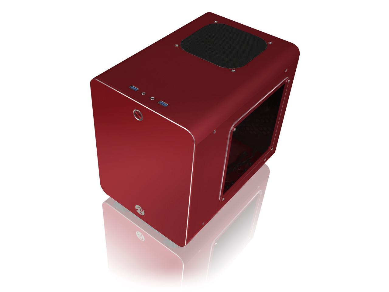 RAIJINTEK METIS PLUS RED, a Alu. M-ITX Case, USB 3.0* 2, Compatible with Standard ATX Power Supply, 170mm VGA Card Length, 160mm CPU Cooler Height, 12025 White LED Fan Installed, ventilate hole on top