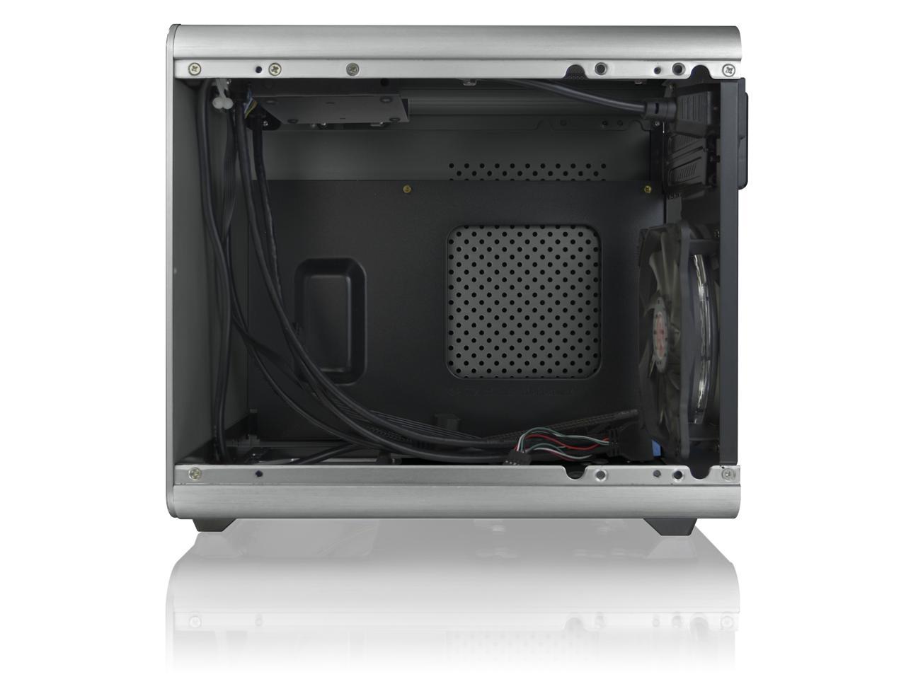 RAIJINTEK METIS PLUS SILVER, a Alu. M-ITX Case, is with one 12025 LED fan at rear, USB 3.0* 2, Ventilate holes at top, Compatible with Standard ATX PSU, 170mm VGA Card length, 160mm CPU Cooler height.