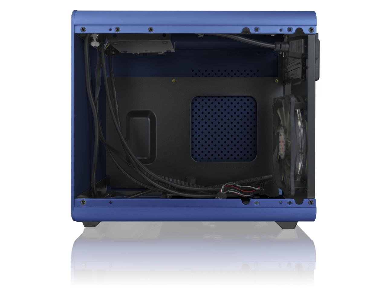 RAIJINTEK METIS PLUS BLUE, a Alu. M-ITX Case, is with one 12025 LED fan at rear, USB 3.0* 2, Ventilate holes at top, Compatible with Standard ATX PSU, 170mm VGA Card length, 160mm CPU Cooler height.