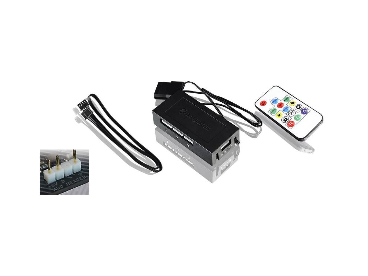 IRIS 14 RBW ADD-3, Addressable RGB - 3pack, 14025 PWM fan, with 8port control hub, Remote controller & Connecting M/B cable, compatible with ASUS/MSI 5V ADD header