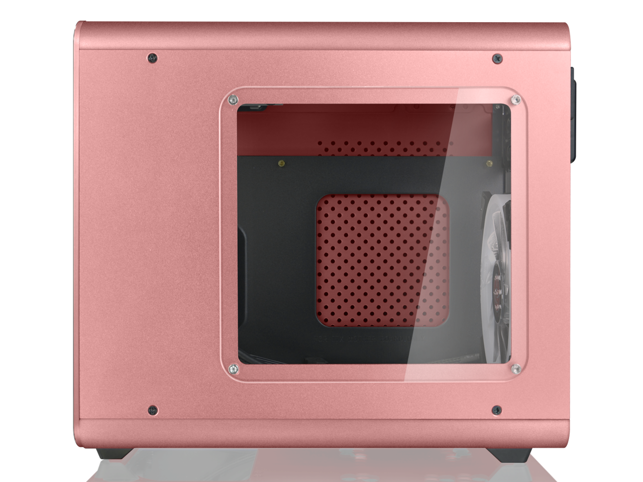 RAIJINTEK METIS PLUS PINK, a Alu. M-ITX Case, is with one 12025 LED fan at rear, USB 3.0* 2, Ventilate holes at top, Compatible with Standard ATX PSU, 170mm VGA Card length, 160mm CPU Cooler heigth.