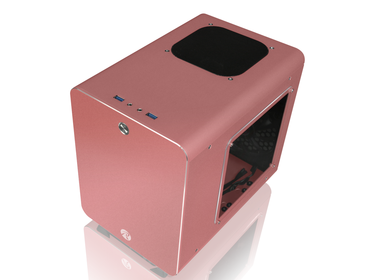 RAIJINTEK METIS PLUS PINK, a Alu. M-ITX Case, is with one 12025 LED fan at rear, USB 3.0* 2, Ventilate holes at top, Compatible with Standard ATX PSU, 170mm VGA Card length, 160mm CPU Cooler heigth.