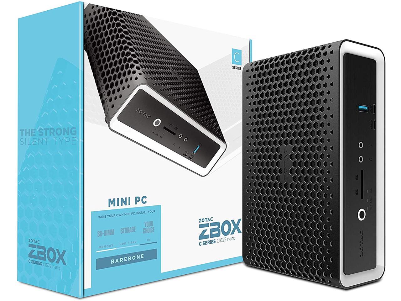 ZOTAC ZBOX CI622 Nano Silent Passive-Cooled Mini PC 10th Gen Intel Core i3 Dual-core, Intel UHD Graphics, No Memory/Storage/OS Barebones System, ZBOX-CI622NANO-U