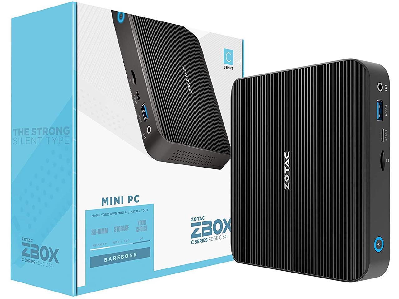 ZOTAC ZBOX Edge CI341 Ultra-Thin Silent Passive-Cooled Mini PC Intel N4100 Quad-core, Intel UHD Graphics 600, No Memory/Storage/OS Barebones System, ZBOX-CI341-U
