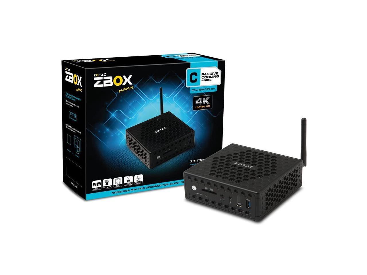 ZOTAC ZBOX C Series CI325 Nano Fan-Less Mini PC Intel N3160 Quad-Core CPU Silent Performance Barebone System ZBOX-CI325NANO-U