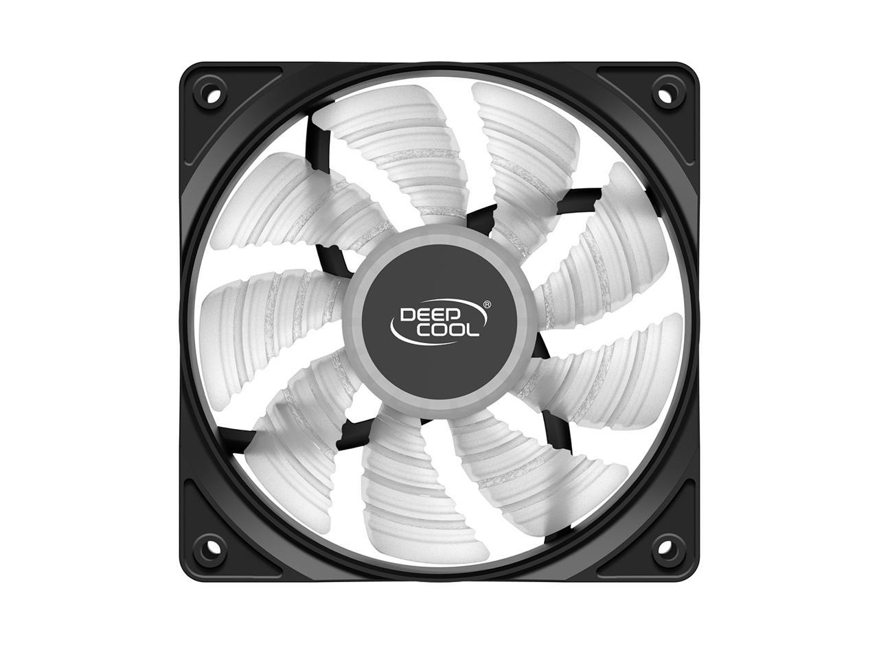 DEEPCOOL RF120 Single Color LED Fan (RF120W) - 120mm 9-Blade White LED Cooling Fan with 3-pin/LP4 Power Connector