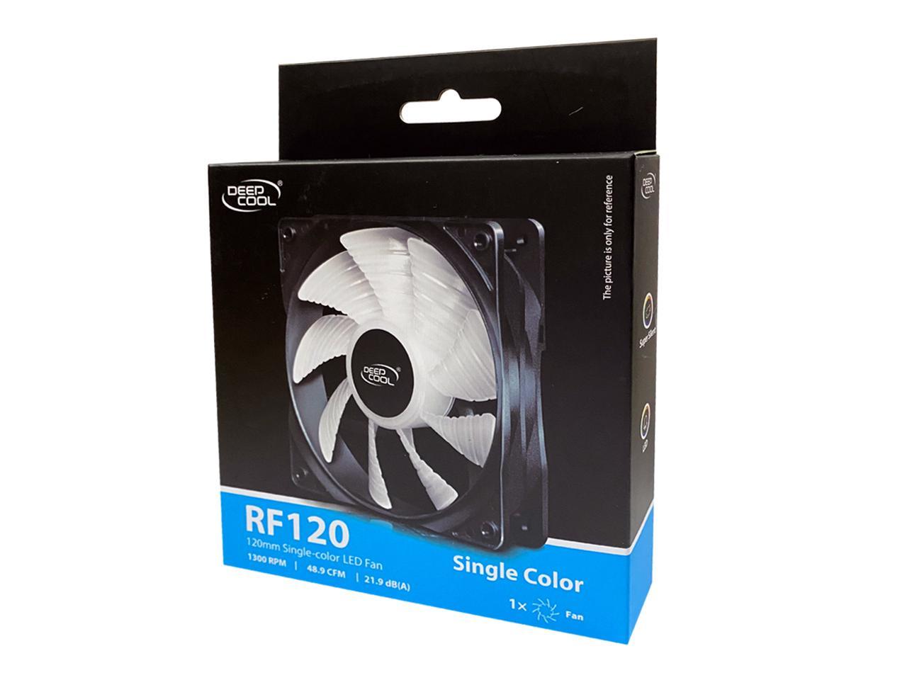 DEEPCOOL RF120 Single Color LED Fan (RF120W) - 120mm 9-Blade White LED Cooling Fan with 3-pin/LP4 Power Connector