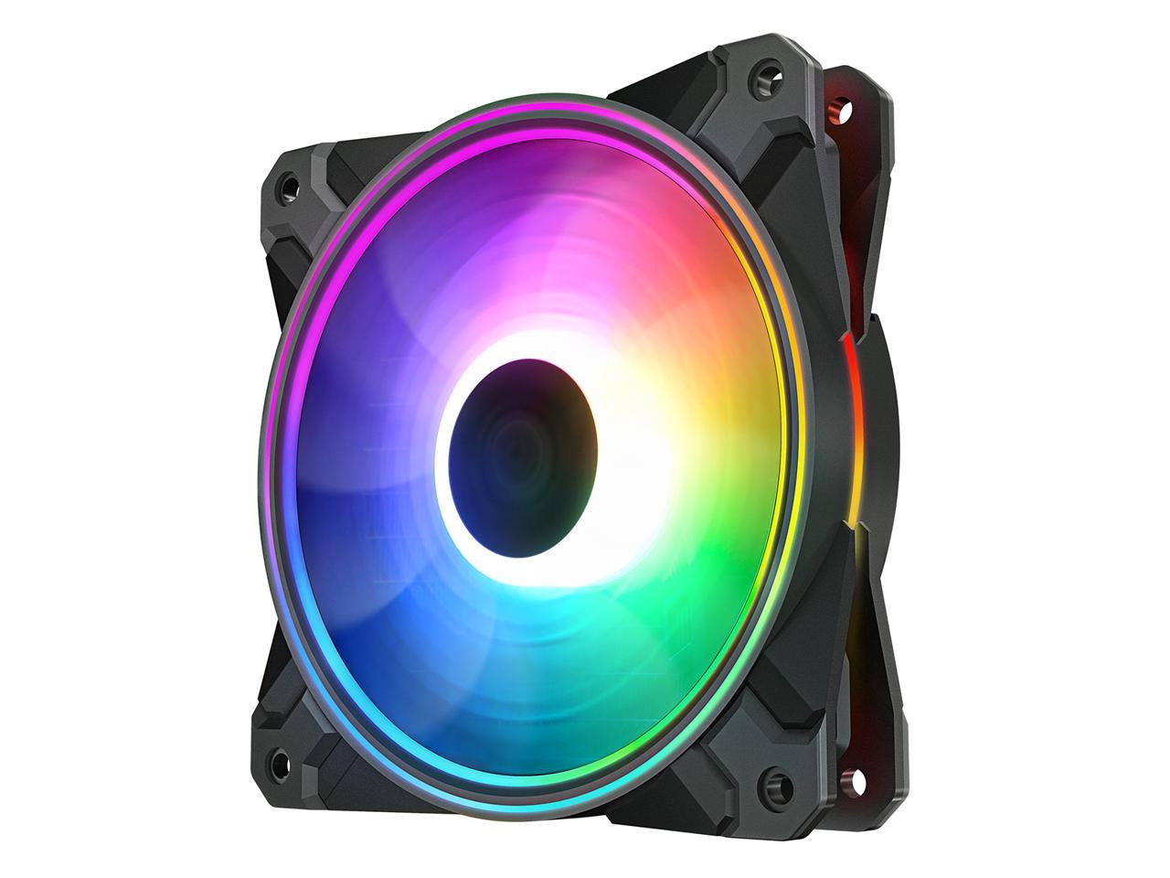 DEEPCOOL CF 120 PLUS (3 in 1) Addressable RGB Halo Ring PWM Fan - with Wired ARGB Controller (Angel-Eye Mode Capable) or Direct ARGB Motherboard Sync