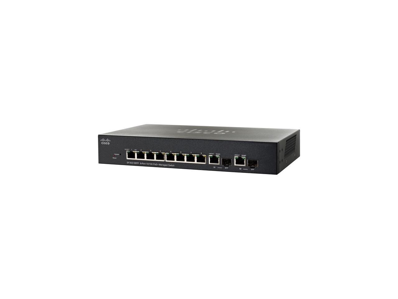 Cisco SF302-08PP 8-Port 10/100 PoE+ Managed Switch
