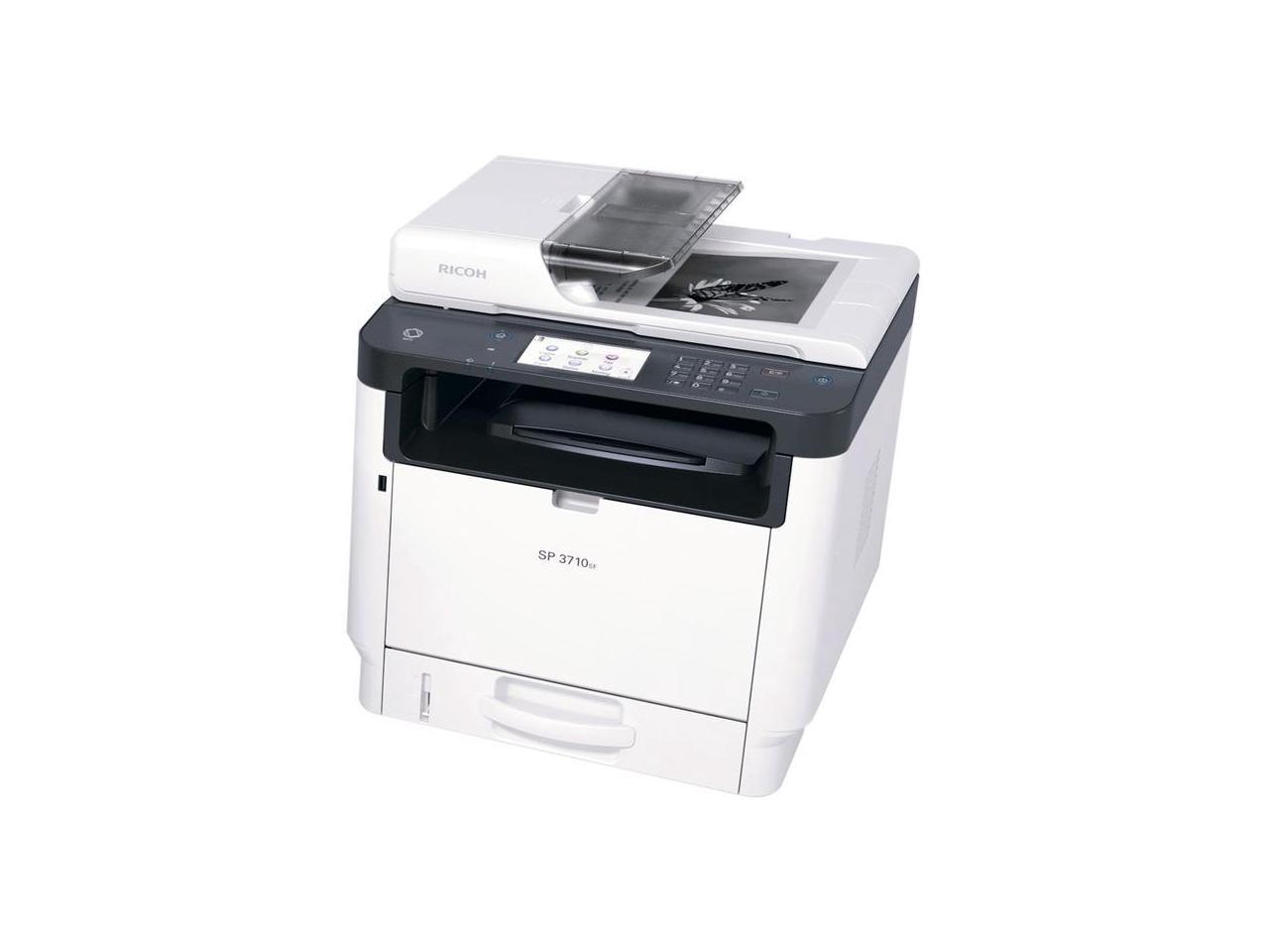 Ricoh SP 3710SF Laser Multifunction Printer - Monochrome - Plain Paper Print - Desktop - Copier/Fax/Printer/Scanner - 34 ppm Mono Print - 1200 x 1200 dpi Print - Automatic Duplex Print - 1 x Duplex Au
