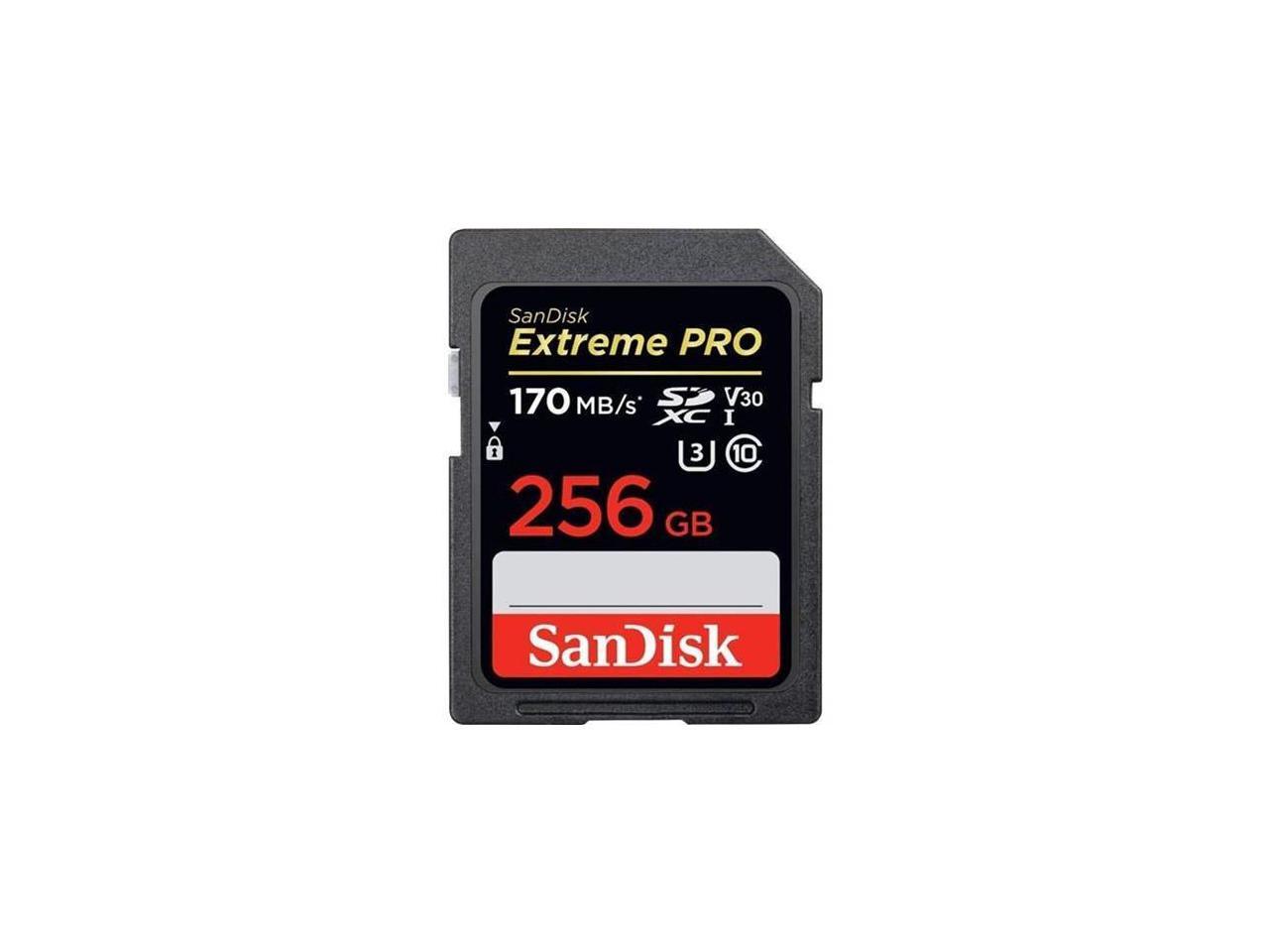 SanDisk - SDSDXXY-256G-ANCIN - SanDisk Extreme PRO 256 GB Class 10/UHS-I (U3) SDXC - 170 MB/s Read - 90 MB/s Write -