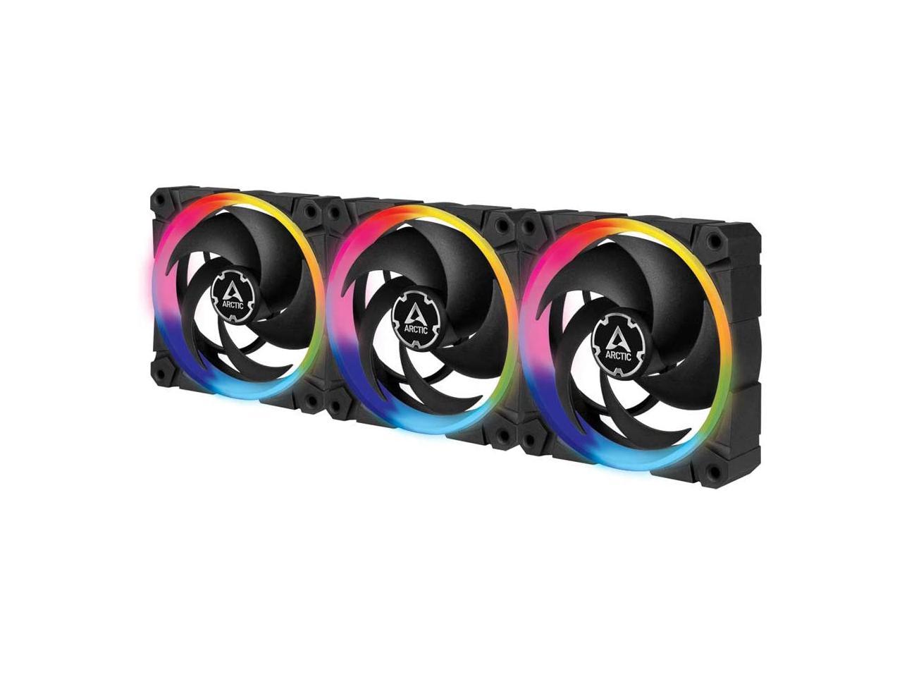 ARCTIC BioniX P120 A-RGB (Bundle 3 pc, incl. A-RGB Controller) - 120 mm Pressure-Optimised Fan with A-RGB, PWM, Cooler, Fluid Dynamic Bearing, 400-2300 RPM - Black