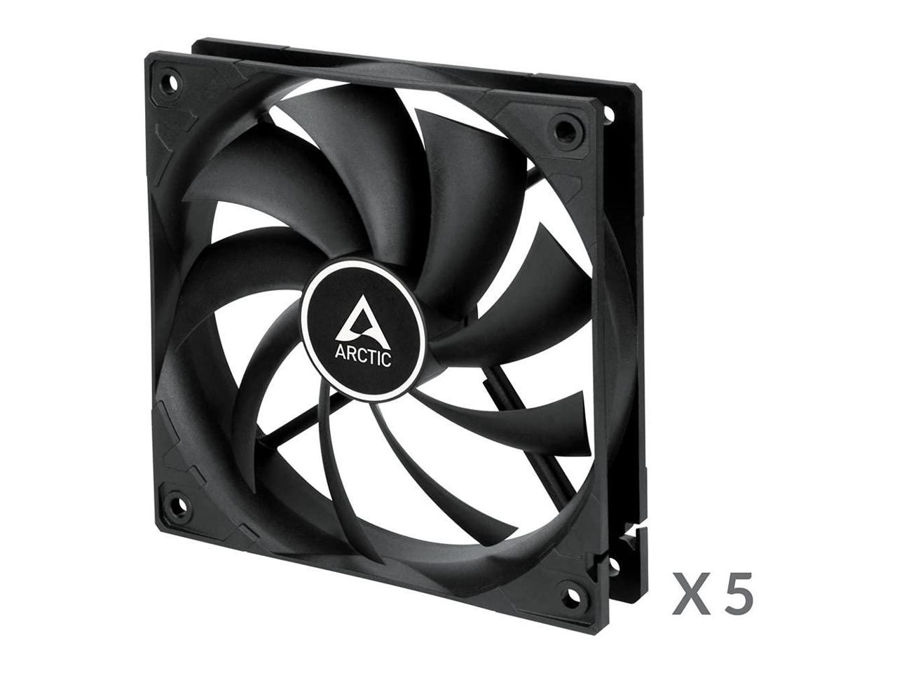ARCTIC F12 PWM PST (5 Pack) - 120 mm PWM PST Case Fan with PWM Sharing Technology (PST), Quiet Motor, Computer, Fan Speed: 230-1350 RPM - Black