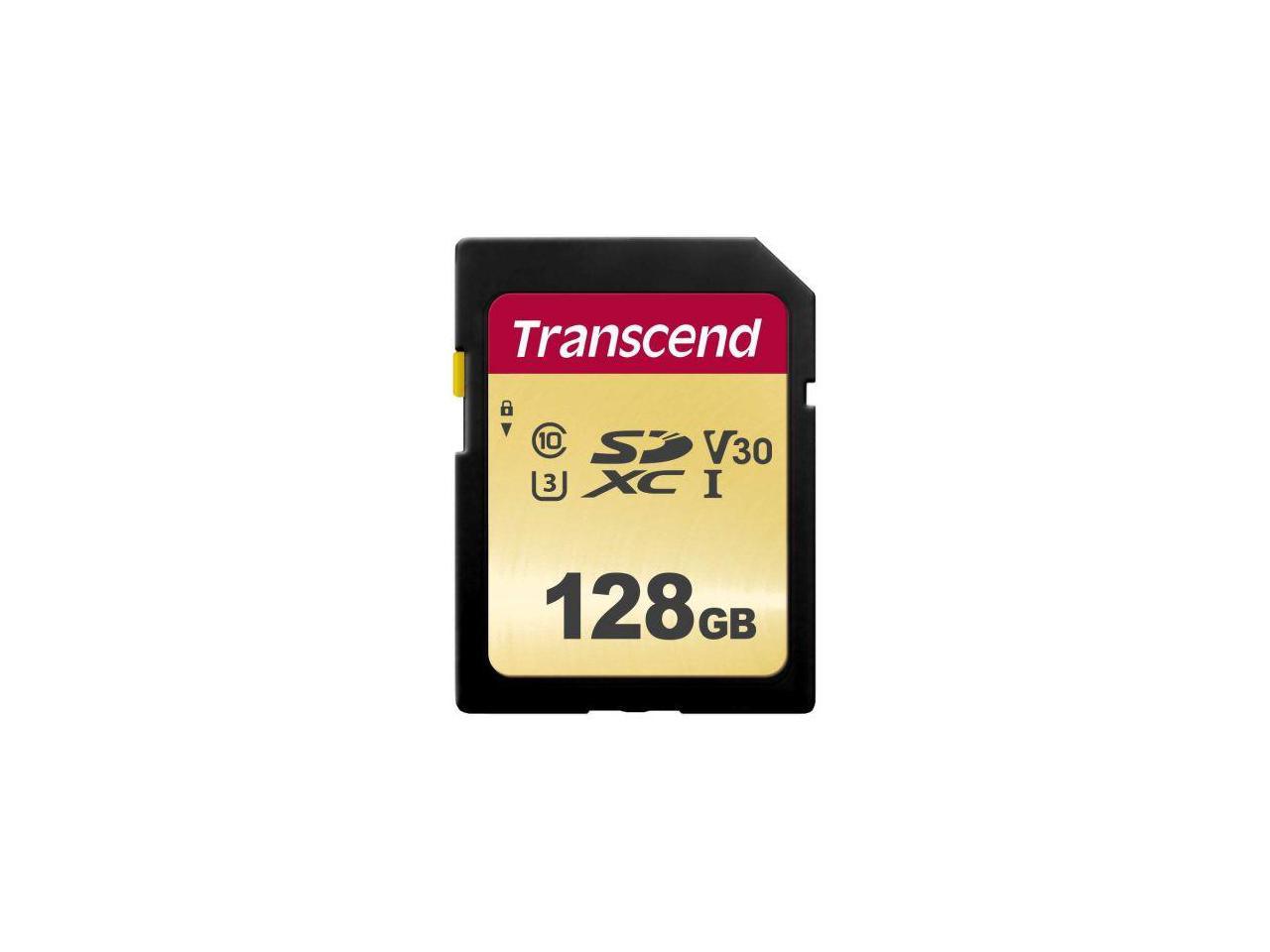 128GB Transcend 500S SDXC UHS-I U3 V30 SD Memory Card CL10 95MB/sec MLC Flash