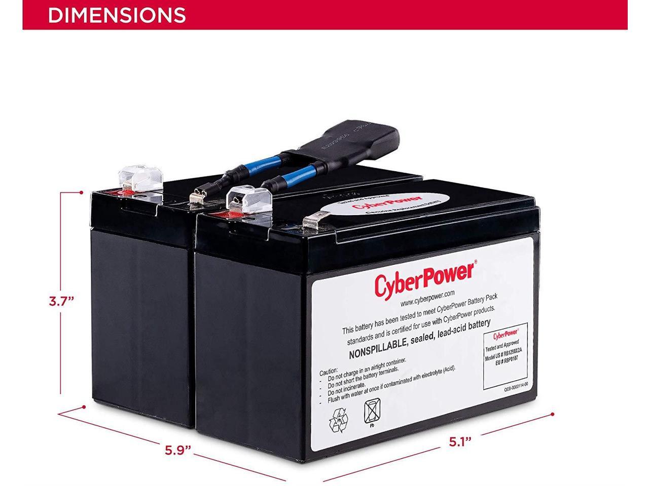 CyberPower RB1290X2A UPS Replacement Battery Cartridge, 12V/9Ah