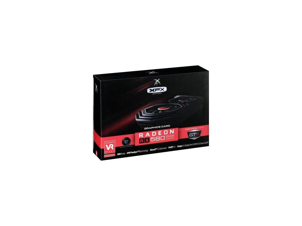 XFX GTS Black Edition RX 580 8GB OC+ 1425MHz RX-580P8DBD6 DDR5 3xDP HDMI DVI With XFX Custom Backplate