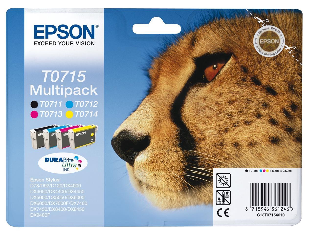 Epson T0715 Black, Yellow, Cyan, Magenta Ink Cartridge