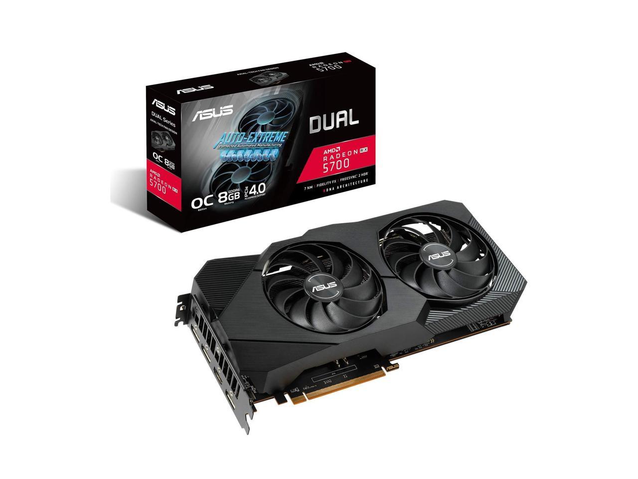 ASUS Dual Radeon RX 5700 DirectX 12 DUAL-RX5700-O8G-EVO 8GB 256-Bit GDDR6 PCI Express 4.0 HDCP Ready CrossFireX Support Video Card