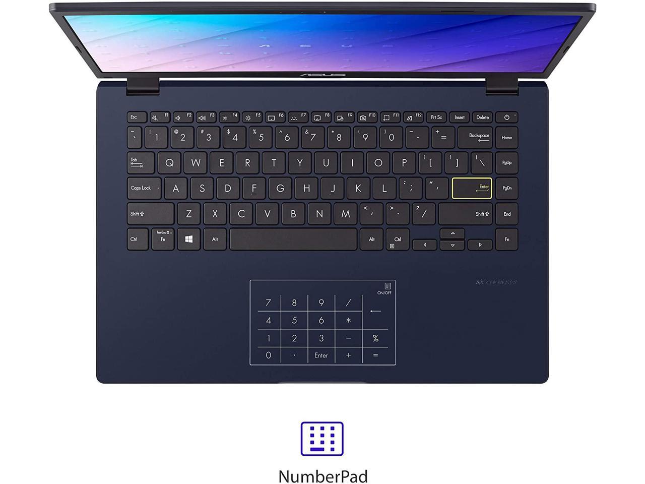 ASUS Laptop L410 Ultra Thin Laptop, 14 FHD Display, Intel Celeron N4020 Processor, 4GB RAM, 128GB Storage, NumberPad, Windows 11 Home in S Mode, 1 Year Microsoft 365, Star Black, L410MA-DS04