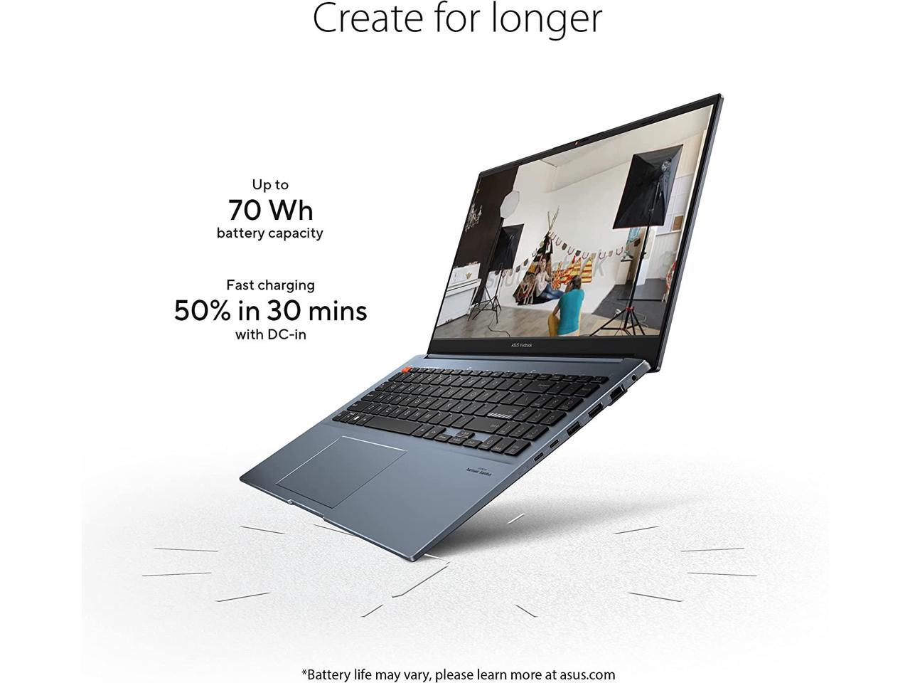 ASUS VivoBook Pro 15 Laptop, 15.6 FHD Display, Intel Core i7-12650H CPU, NVIDIA GeForce RTX 3050 GPU, 16GB RAM, 512GB SSD, Windows 11 Home, Quiet Blue, K6502ZC-DB74