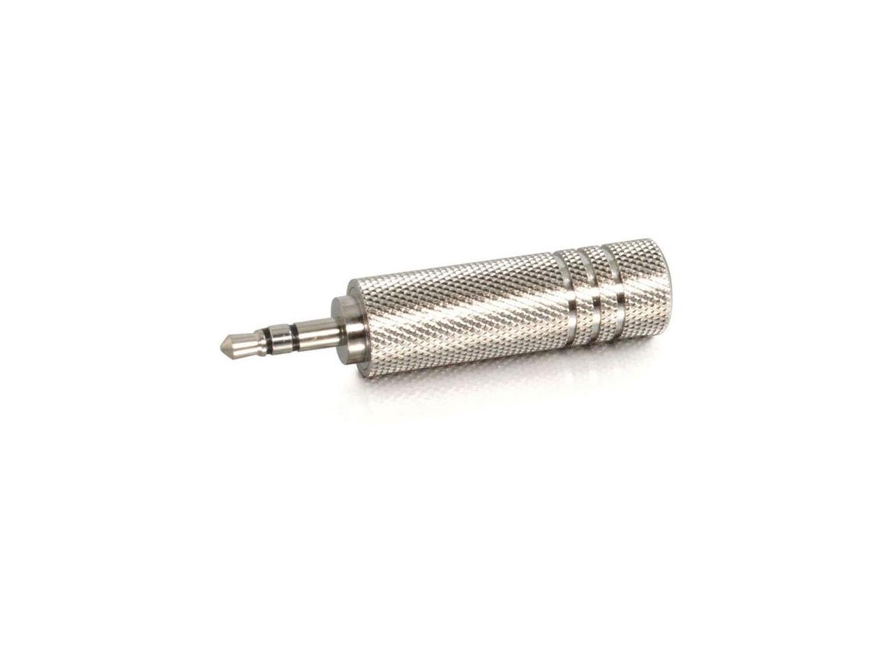 C2G 40636 3.5mm Stereo Male to 6.3mm (1/4 Inch) Stereo Female Adapter, TAA Compliant, Silver