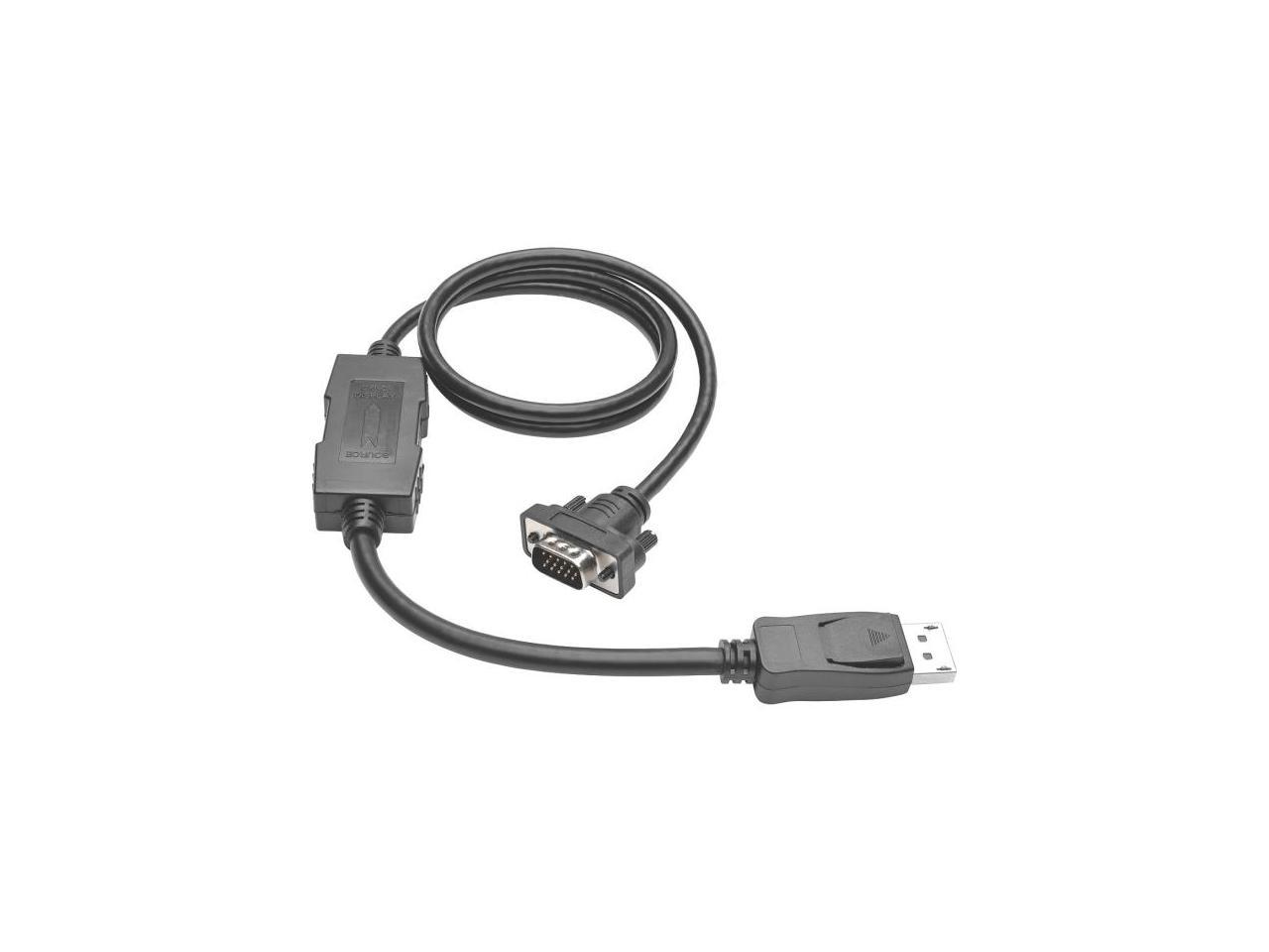 Tripp Lite P581-003-VGA-V2 3 ft. Black Connector A: DISPLAYPORT (MALE)Connector B: HD15 (MALE) DisplayPort 1.2 to VGA Active Adapter Cable, DP with Latches to HD15 (M/M), 1920x1200/1080p Male to Male