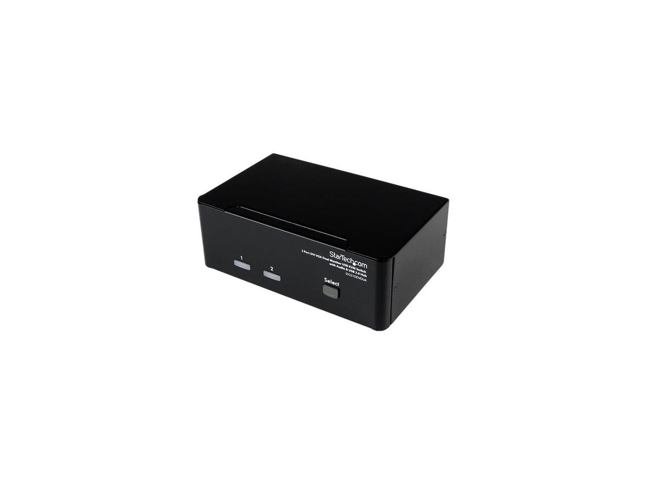 StarTech.com SV231DDVDUA 2 Port DVI VGA Dual Monitor KVM Switch USB with Audio & USB 2.0 Hub