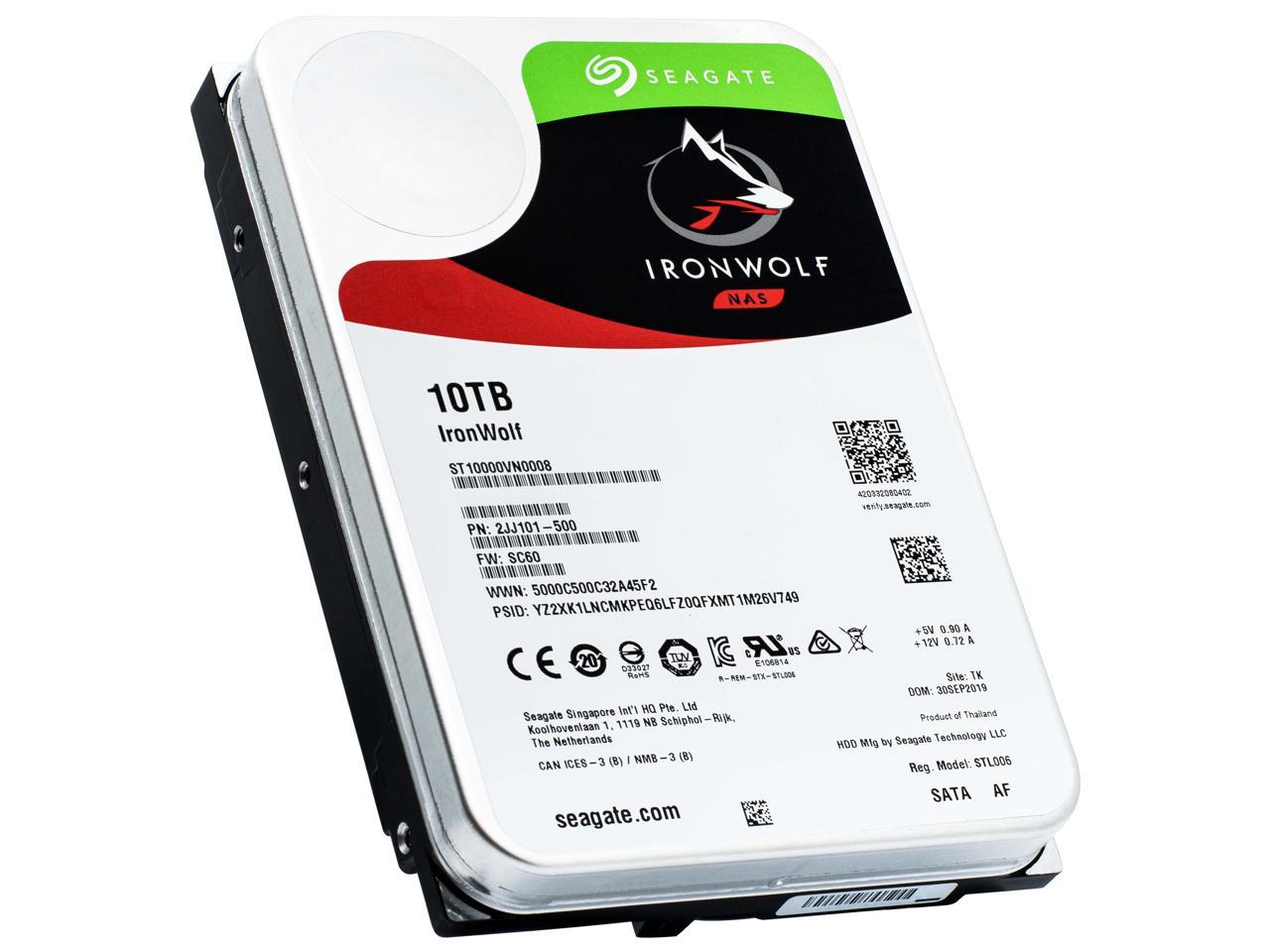 Seagate IronWolf 10TB NAS Hard Drive 7200 RPM 256MB Cache SATA 6.0Gb/s CMR 3.5" Internal HDD for RAID Network Attached Storage ST10000VN0008 - OEM